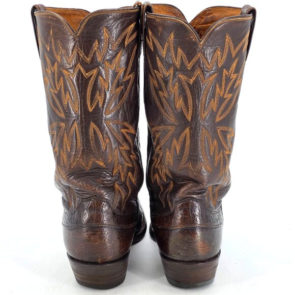 Vintage Exotic Justin Cowboy Boots Mens size 9D Brown Western 9020 White Label - Picture 7 of 16